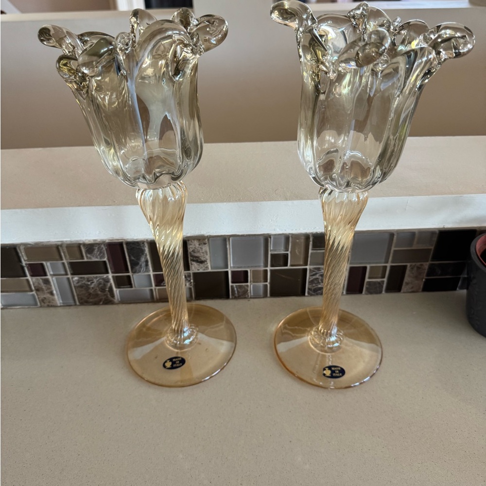 Elegant Murano Glass Candle Holders